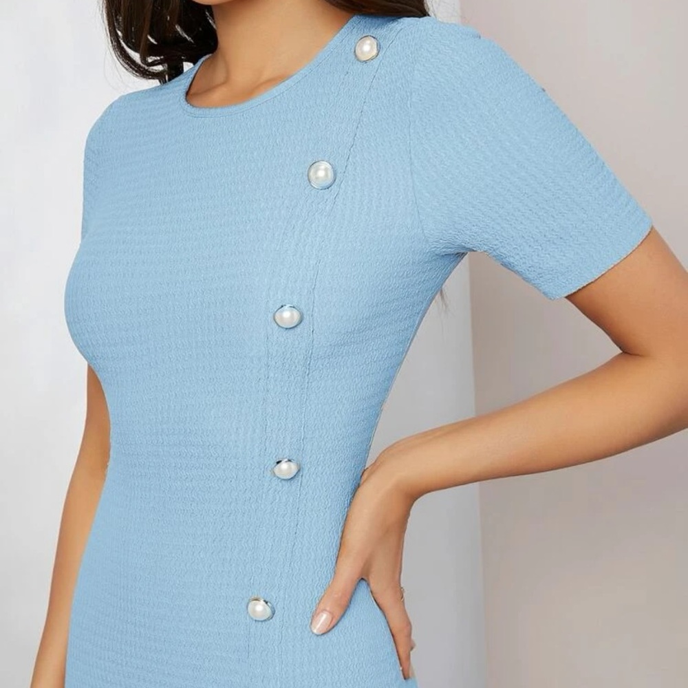 Light Blue Pearl Dress - Picture 3 of 4